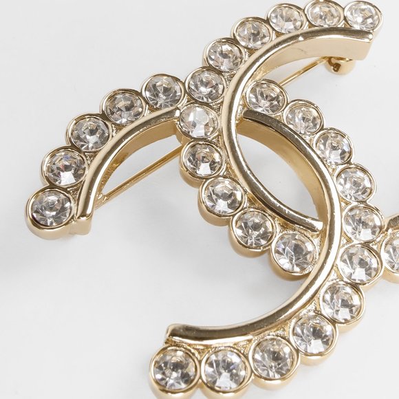 Chanel 20C Gold CC Crystal Brooch - Picture 3 of 5